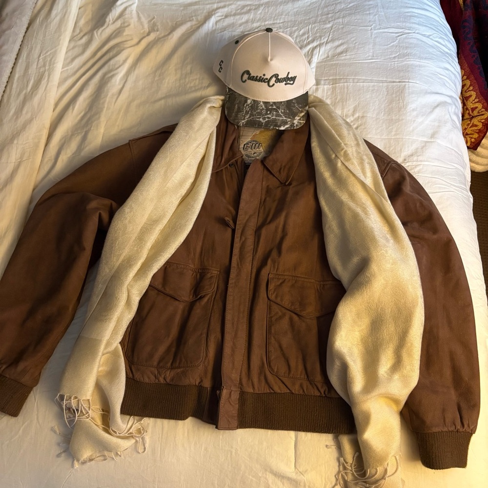 Brown Leather G-111 Bomber Jacket Vintage